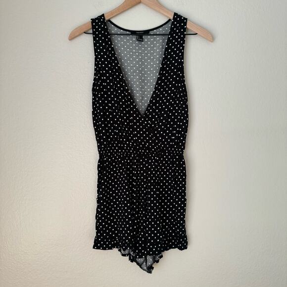 Forever 21 Women's Polka Dot Romper Tank V Neck Sleeveless Top Size Small - Picture 1 of 9